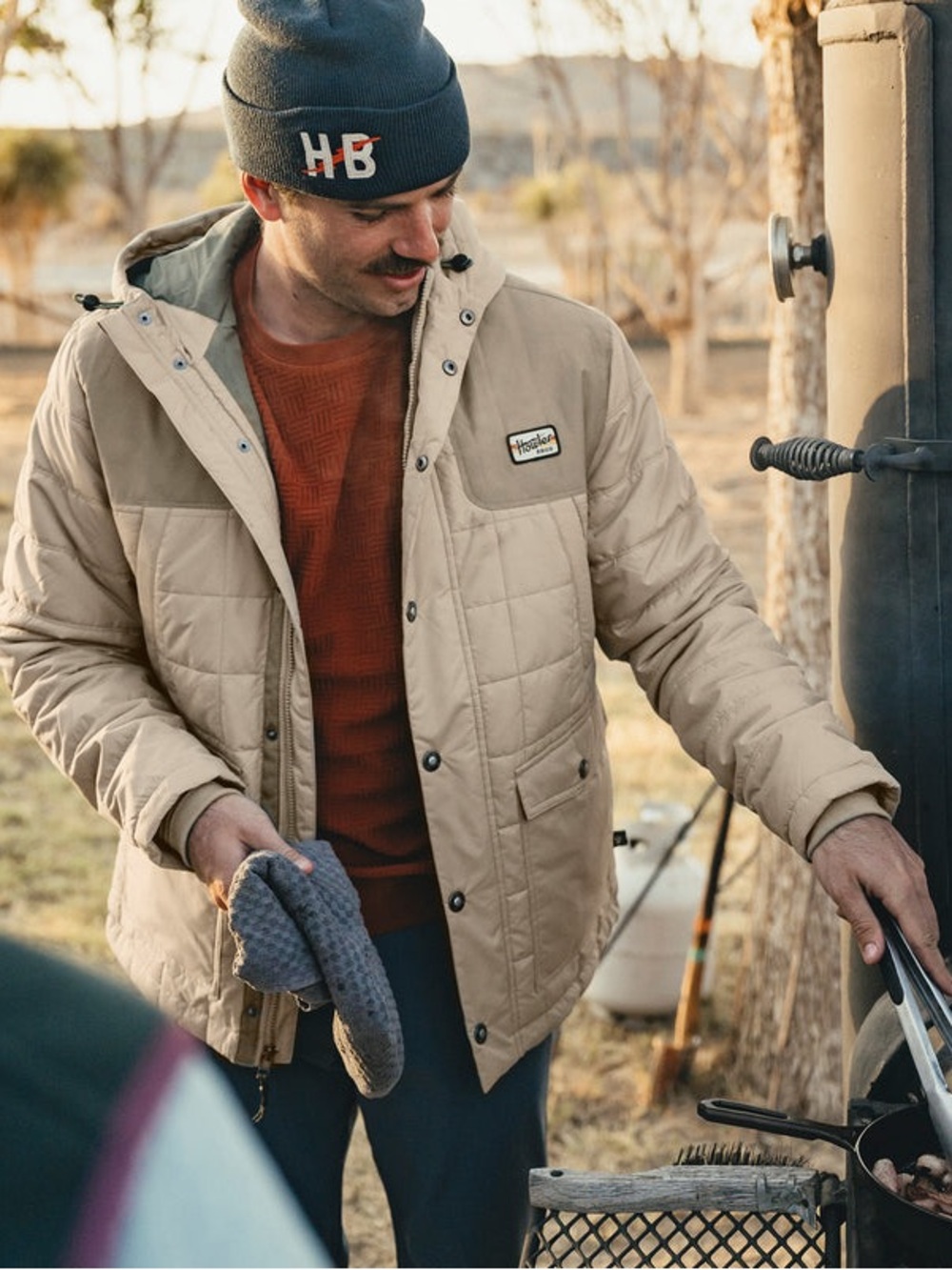 Howler Brothers Khaki Quilted Puffer Jacket